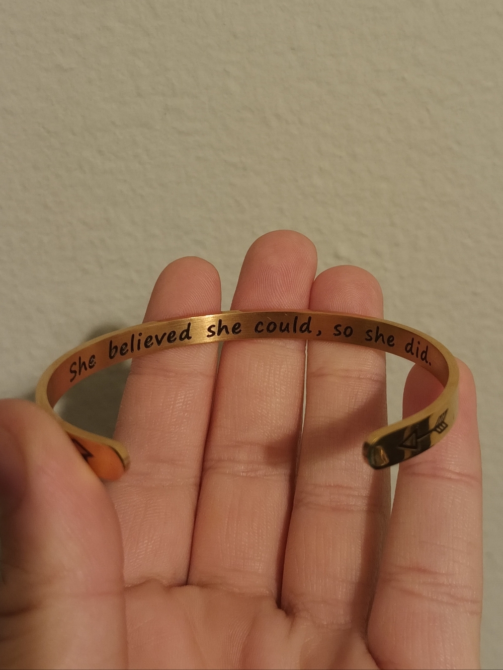 "She Believed She Could, So she Did" Golden Bracelet